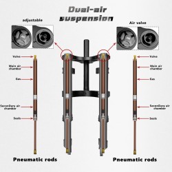 Priekine amortizacija Monorim MZ3 Plus Dual Air skirta Segway ZT3 didesnis komfortas  - 16  