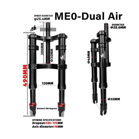 Frontfjæring Monorim ME0 Dual Air 565mm x 165mm  - 7 
Passer til: Monorim ME0 Dual Air frontfjæring 565mm x 165mm for oppgraderi
