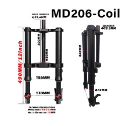 Suspensao dianteira Monorim MD206 Coil Spring version 490mm x 206mm  - 2 
Compatibilidade: suspensao dianteira Monorim MD206 Coi