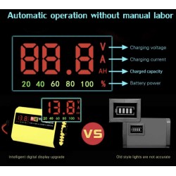 12V 2A akkumulátortöltő ólom-savas akkumulátorokhoz 7Ah 12Ah 14Ah 20Ah  - 4 Fo jellemzok

Digitális LCD-kijelzo, amely valos ido