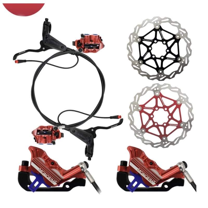 Kit completo freno idraulico Monorim EB01 a 4 pistoncini - leve, pinze, cavo e disco freno Monorim - 1 Kit completo freno idraul