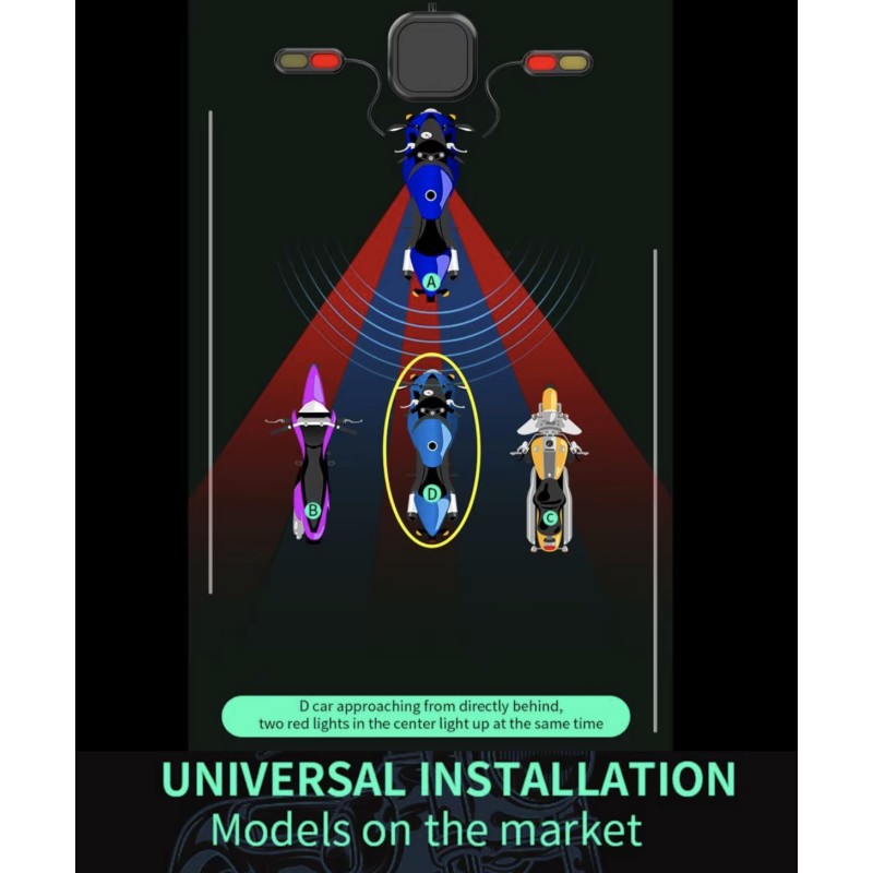 Système de détection d'angle mort étanche (angle 130º) pour scooter, vélo ou moto KROXNE - 4  