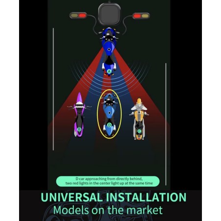 Waterdicht dodehoekdetectiesysteem (130º hoek) voor scooter, fiets of motorfiets KROXNE - 4  